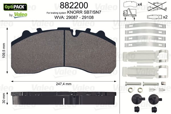 Колодки гальмівні дискові Valeo VAL 882200